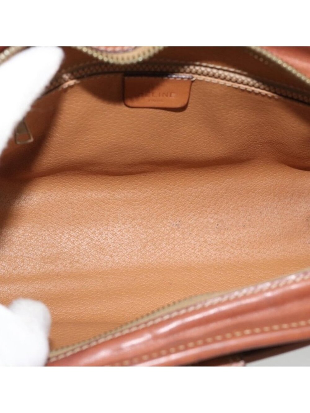 Authentic CELINE Macadam Canvas Shoulder Bag PVC Beige Gold - Picture 10 of 16